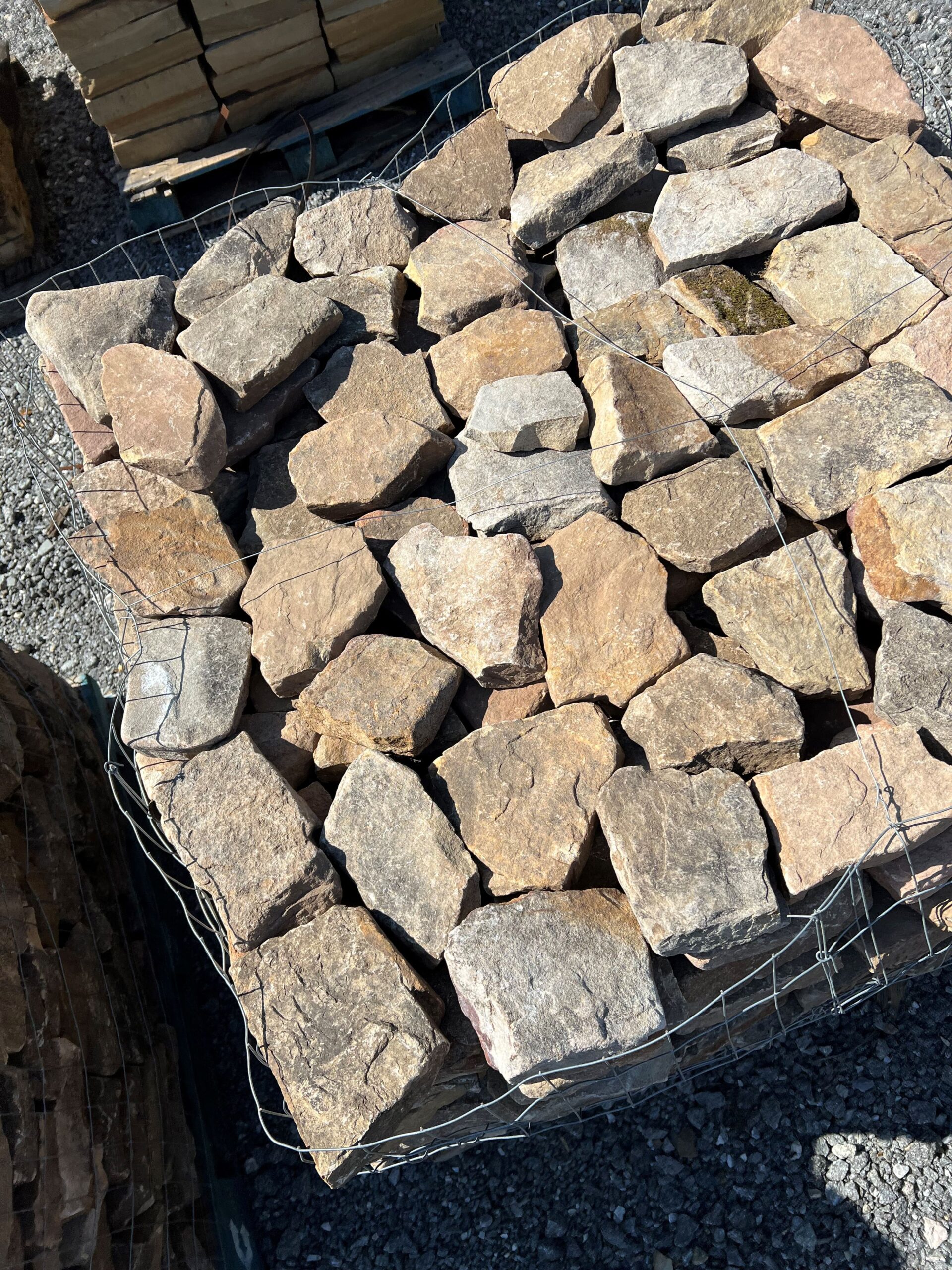 stack of small fieldstone landscaping rocks